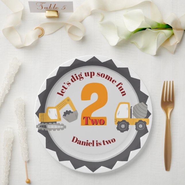 Plato De Papel Construction Dump Truck (Boda)