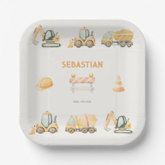 Plato De Papel Construction Dump Truck Party Boy First Birthday