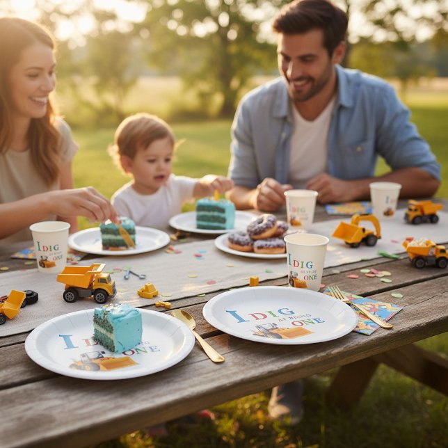 Plato De Papel Construction first Birthday I Dig Being One (Subido por el creador)