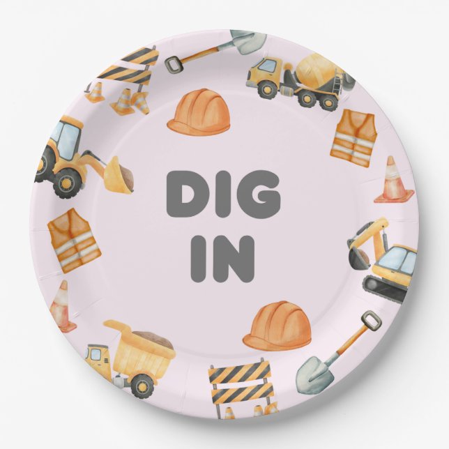 Plato De Papel Construction Party Plates (Anverso)
