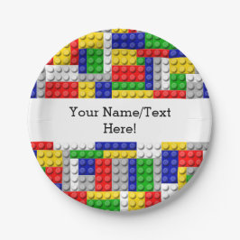 Plato De Papel Construir Blocks Primarios de color Cumpleaños/Fie