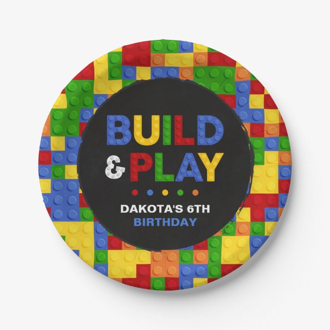 Plato De Papel Construir y reproducir ladrillos niño Placa de pap (Anverso)