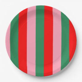 Plato De Papel Contemporary Christmas Stripes 