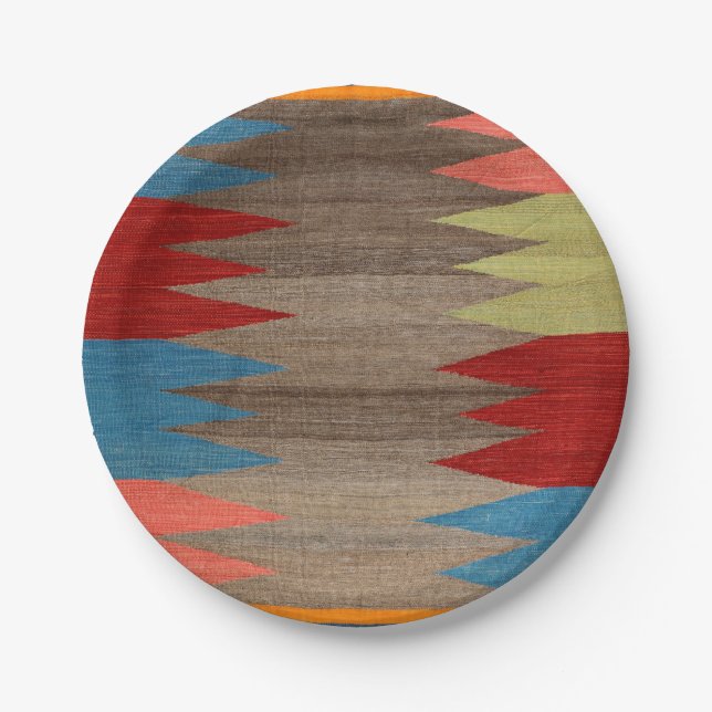 Plato De Papel Contemporary Dusty Blue Gray Striped  (Anverso)