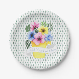 Plato De Papel Contenedor Amarillo Con Pensamientos Pastel