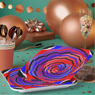 Plato De Papel Contrarreloj rojo y azul de Kenneth Yoncich