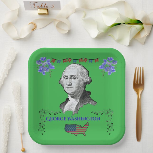 Plato De Papel Contribución de Washington kelly verde  (Boda)