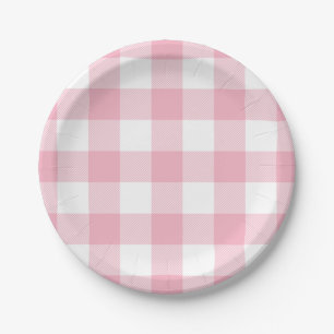 Plato De Papel Control rosado y blanco del búfalo