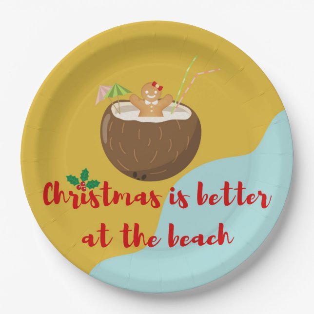 Plato De Papel Cookie de Navidades de playa (Anverso)