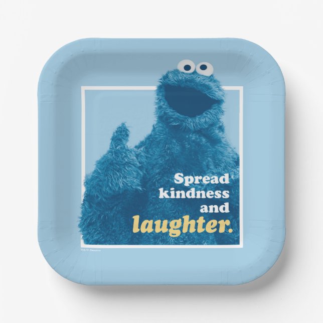 Plato De Papel Cookie Monster | Amabilidad y risa extendidas (Anverso)
