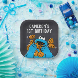 Plato De Papel Cookie Monster Birthday Chalkboard