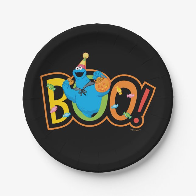 Plato De Papel Cookie Monster | Boo de Halloween! (Anverso)