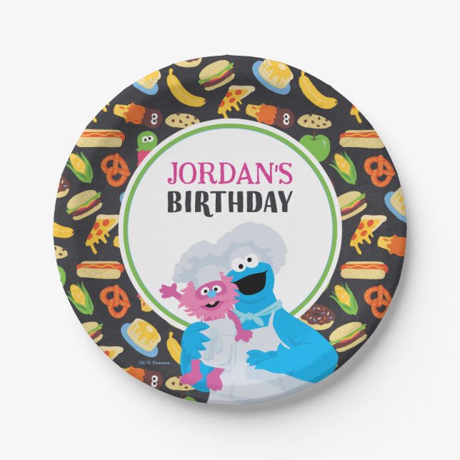 Plato De Papel Cookie Monster Chalkboard Foodie Truck (Anverso)