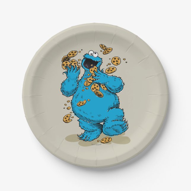 Plato De Papel Cookie Monster Crazy Cookies (Anverso)