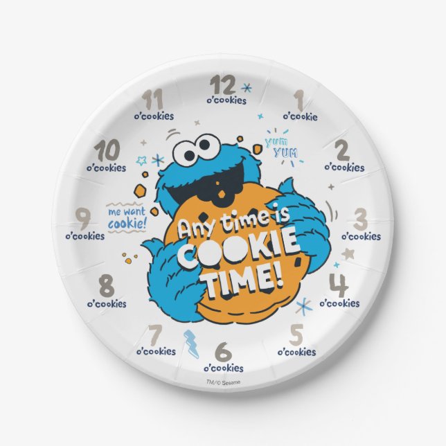 Plato De Papel Cookie Monster | En cualquier momento es hora de g (Anverso)