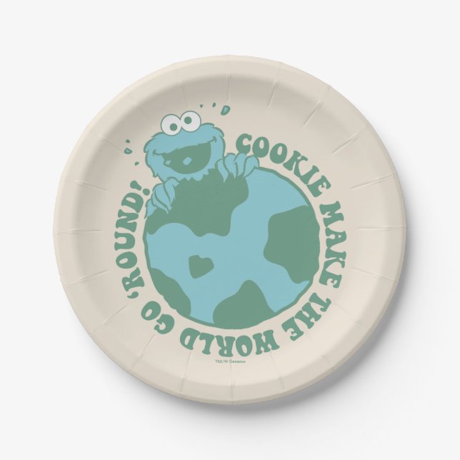 Plato De Papel Cookie Monster | Las cookies hacen que el mundo gi (Anverso)