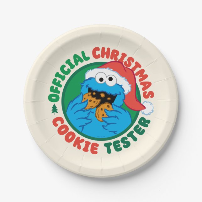 Plato De Papel Cookie Monster | Navidades oficiales Cookie Tester (Anverso)
