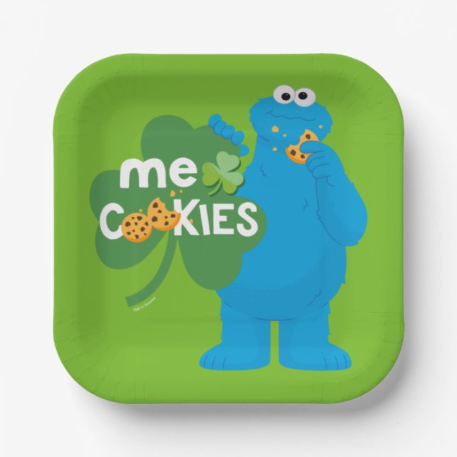 Plato De Papel Cookie Monster | Shamrock Love (Anverso)
