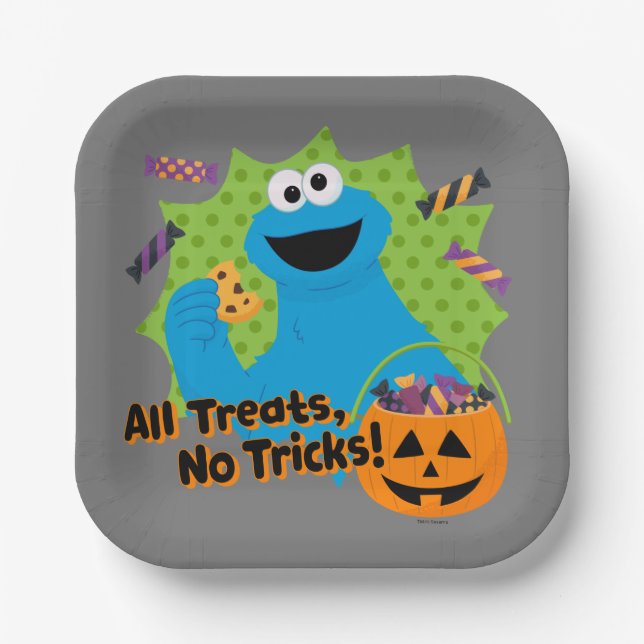 Plato De Papel Cookie Monster | ¡Todos los tratamientos, sin truc (Anverso)