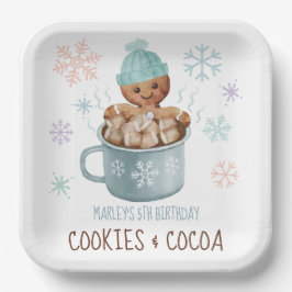 Plato De Papel Cookies & Cocoa Gingerbread Boy Winthday