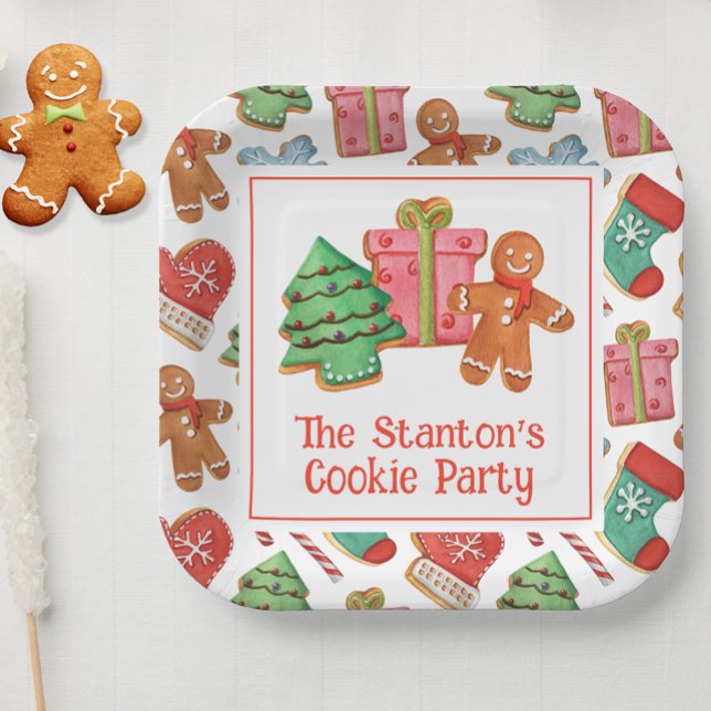 Plato De Papel Cookies de Navidades de acuarela (Subido por el creador)