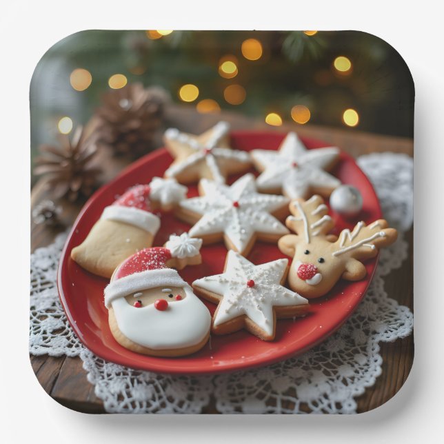 Plato De Papel Cookies de Navidades de moda (Anverso)
