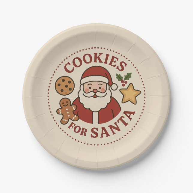 Plato De Papel Cookies de navidades para placas de papel Santa (Anverso)