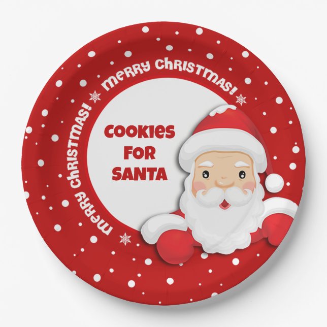 Plato De Papel Cookies para Navidades de Santa Personalizado (Anverso)