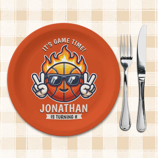 Plato De Papel Cool Birthday Boy with Basketball Theme (Subido por el creador)