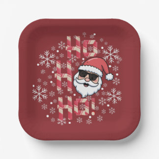 Plato De Papel Cool Retro Santa Navidad Pañuelo de seda rojo