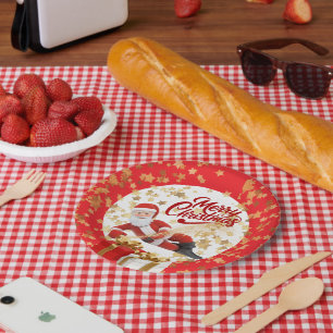 Plato De Papel Cool Santa Claus Vacaciones de Navidad 🎅