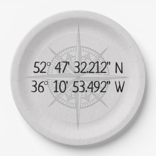 Plato De Papel Coordenadas del hogar GPS de la brújula
