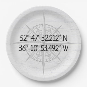Plato De Papel Coordenadas del hogar GPS de la brújula