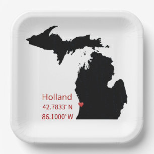 Plato De Papel Coordenadas GPS de Holland Michigan