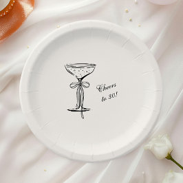 Plato De Papel Copa de champán por cumpleaños