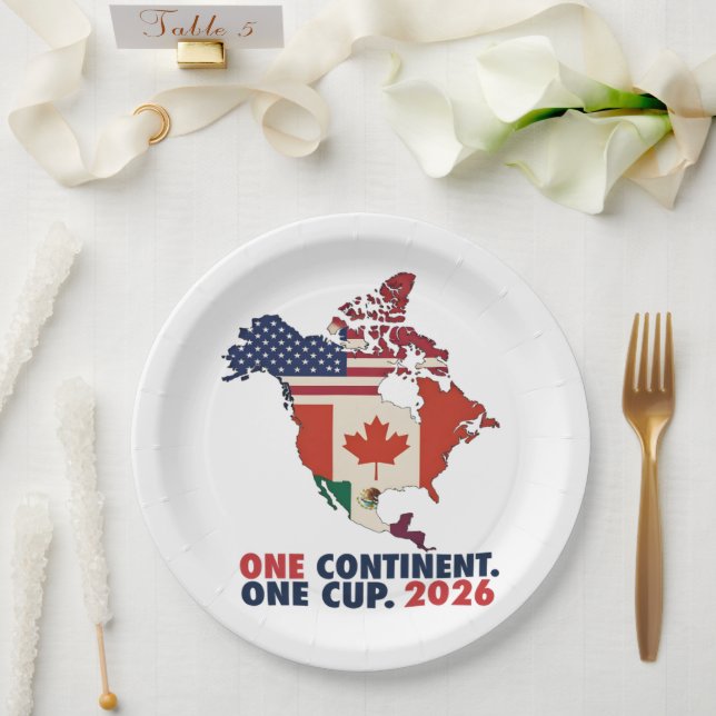 Plato De Papel Copa Mundial USA Canadá México (Boda)