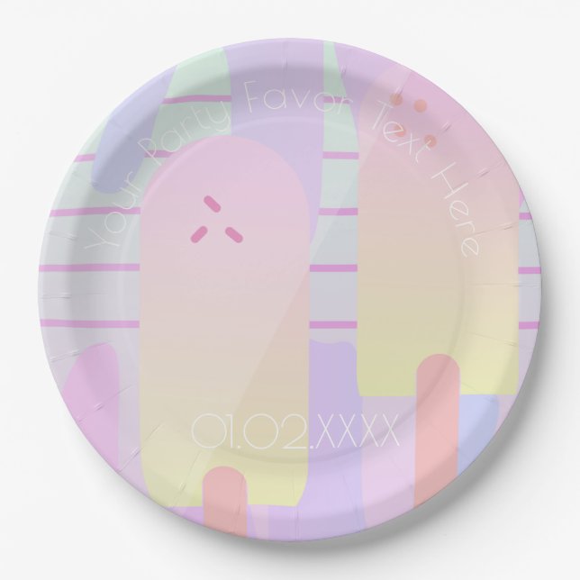 Plato De Papel Copas de hielo de verano Pastel Ombre (Anverso)