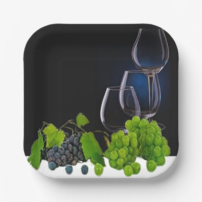 Plato De Papel Copas de vino. (Anverso)