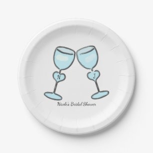 Plato De Papel Copas de vino de dos corazones para despedida de s