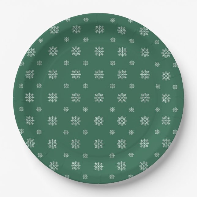 Plato De Papel Copia de Navidad Simple Moderna de Copos de Nieve  (Anverso)