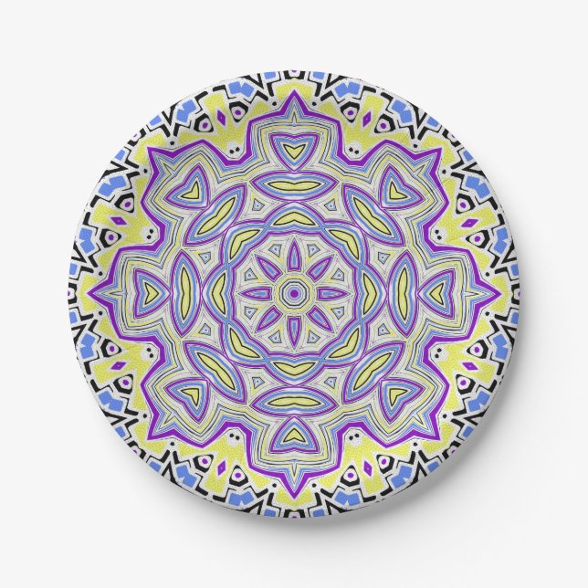 Plato De Papel Copo de nieve con ornamentos (Anverso)