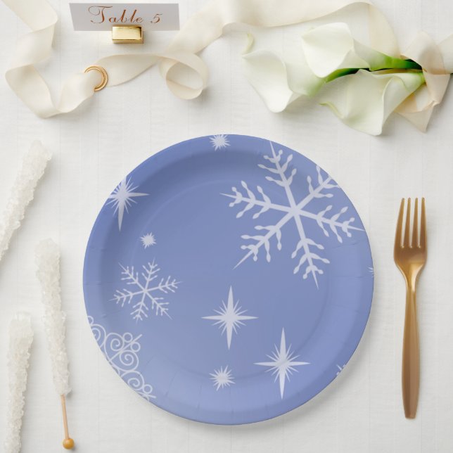 Plato De Papel Copo de nieve de vacaciones (Boda)