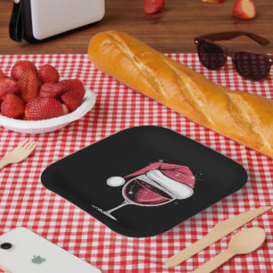 Plato De Papel Copo de vino tinto Navidad Divertida Navidad Xmas
