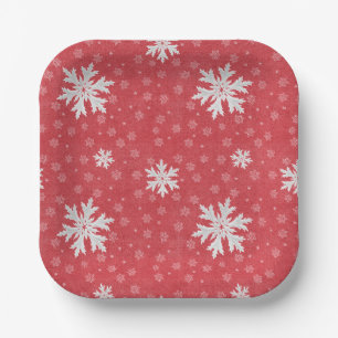 Plato De Papel Copos de nieve en la invitación a los Navidades