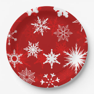 Plato De Papel Copos de nieve festivos del navidad