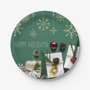 Plato De Papel Copos de nieve festivos, Navidades
