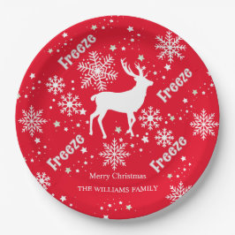 Plato De Papel Copos de nieve Navidad papel rojo Placa