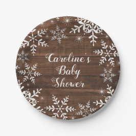 Plato De Papel Copos de nieve rusos de Baby Shower en invierno