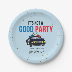 Plato De Papel Copos divertidos azules y rojos aparecen en papel