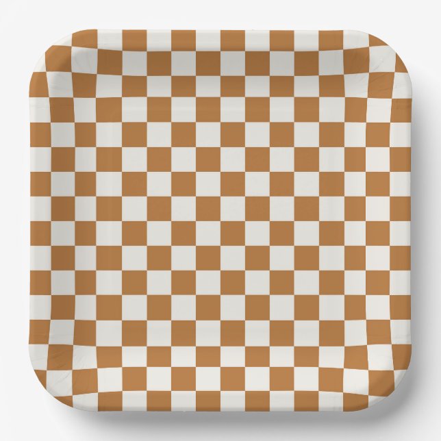 Plato De Papel Copper and eggshell checkerboard pattern (Anverso)